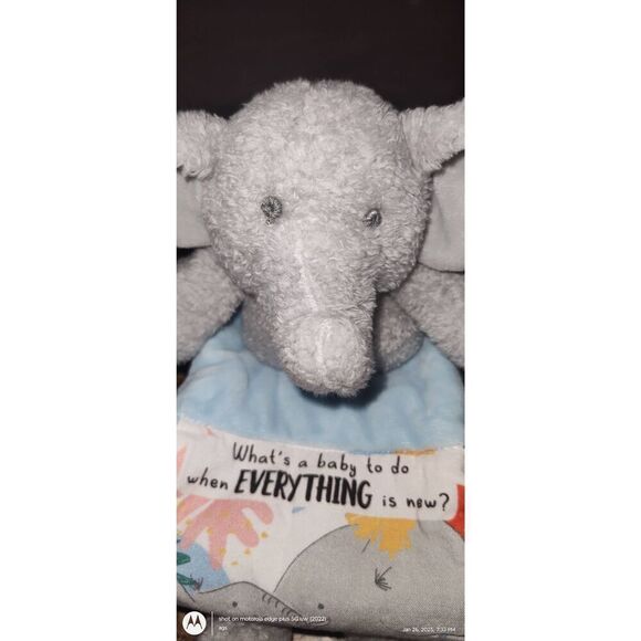 Mud Pie Plush Reading Pal Grey Elephant MudPie Grey Plush Elephant Folding Fabri - Picture 3 of 10